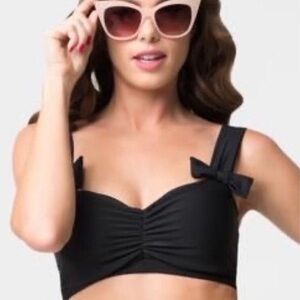 Pinky Pinups Chic Black Women's Swim Crop Top NWOT
